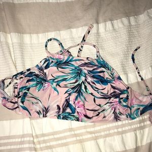 pink floral swimsuit halter top